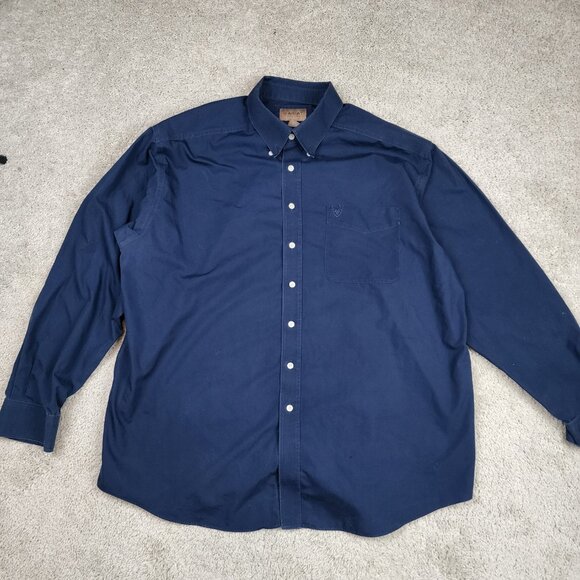 Ariat Long Sleeve Stanford Classic Fit Solid Blue Button Shirt Size 2XL XXL USA - Picture 2 of 7